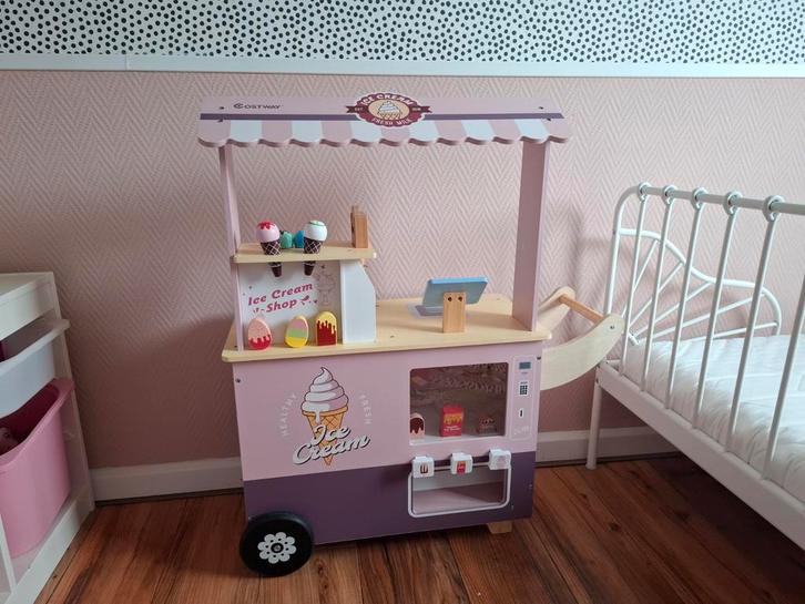 Houten Ijscokar - Costway - Zo Goed Als Nieuw, Kinderen en Baby's, Speelgoed | Speelkeukens, Zo goed als nieuw, Speelkeuken, Hout