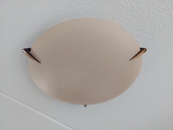 Plafondlamp, Plafonniere, Huis en Inrichting, Lampen | Hanglampen, Gebruikt, Minder dan 50 cm, Glas, Metaal, Ophalen of Verzenden