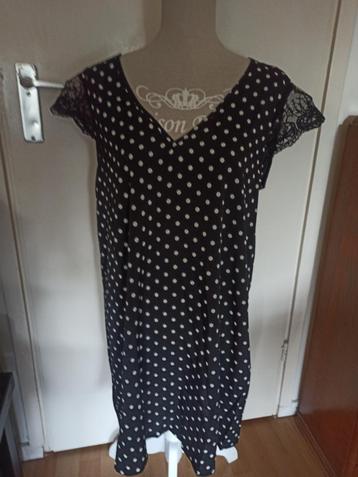 NIEUW! Prachtige zwarte polkadot jurk met kant maat L ZOMER beschikbaar voor biedingen