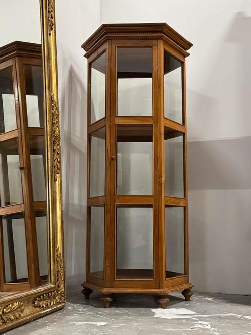 Vitrinekast Hexagonaal teak klassiek, Antiek en Kunst, Antiek | Kantoor en Zakelijk, Ophalen