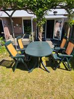 Grosfillex tuinset: ovale tafel + 4 stoelen, Ophalen, 4 zitplaatsen, Kunststof, Gebruikt