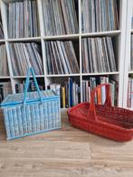 Set vintage rieten manden picknickmand lectuurmand jaren 70, Ophalen, Rechthoekig, Riet