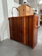 Vintage palissander houten klepkast, midcentury kastje, Huis en Inrichting, Kasten | Dressoirs, Ophalen, Gebruikt, Met klep(pen)