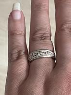zilveren gediamanteerde vintagering met meandermotief, Ophalen of Verzenden, Zo goed als nieuw, 19 tot 20, Zilver