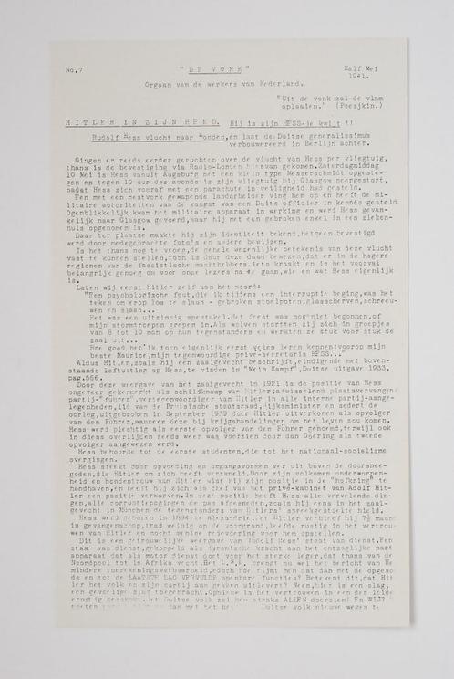 Mei 1941 - De Vonk no. 7 | Heruitgave, Boeken, Tijdschriften en Kranten, Zo goed als nieuw, Krant, Verzenden