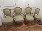 Set van Antieke fauteuil met groene bekleding, Huis en Inrichting, Stoelen, Antiek, Gebruikt, Overige kleuren, Ophalen of Verzenden