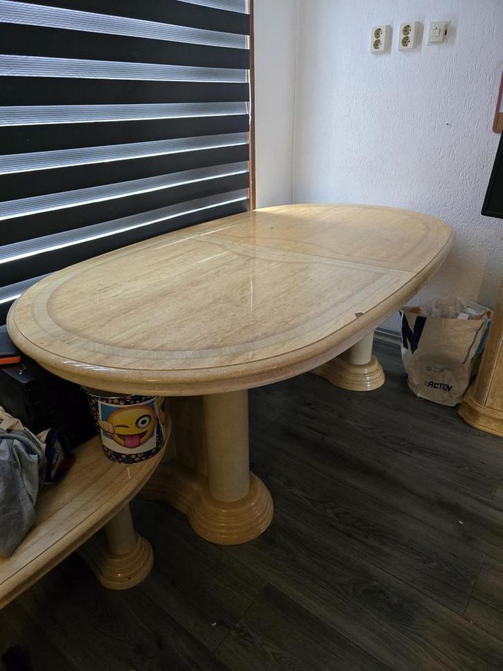 Gratis meubelset + 4 rieten stoelen, Huis en Inrichting, Tafels | Eettafels, Gebruikt, 100 tot 150 cm, 150 tot 200 cm, Vier personen