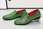 Groene heren glitter loafers schoenen mocassins luxe sjieke, Verzenden, Nieuw, Loafers