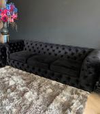 Chesterfield fluweel 3-zits bank, Huis en Inrichting, Banken | Bankstellen, Ophalen, 75 tot 100 cm, Zo goed als nieuw, Rechte bank