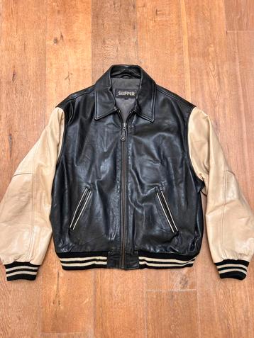 Skipper Leren Teddy Bomberjack Zwart/Beige XXL beschikbaar voor biedingen
