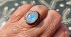 Ring zilver met maansteen 925, Ophalen of Verzenden, Zo goed als nieuw, 17 tot 18, Dame