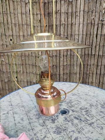 Oude koperen scheeps lamp 220 volt beschikbaar voor biedingen