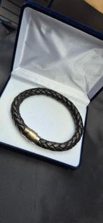 Nieuwe stoere mannen armband echt leer met zilveren sluiting, Ophalen of Verzenden, Zo goed als nieuw, Leer