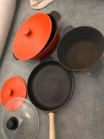 3 gietijzeren pannen, Ophalen of Verzenden, Zo goed als nieuw, Gietijzer, Koekenpan of Braadpan