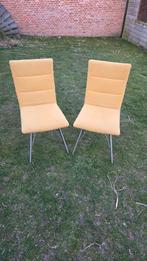 2 okergele stoffen stoelen, Ophalen, Zo goed als nieuw, Stof, Twee