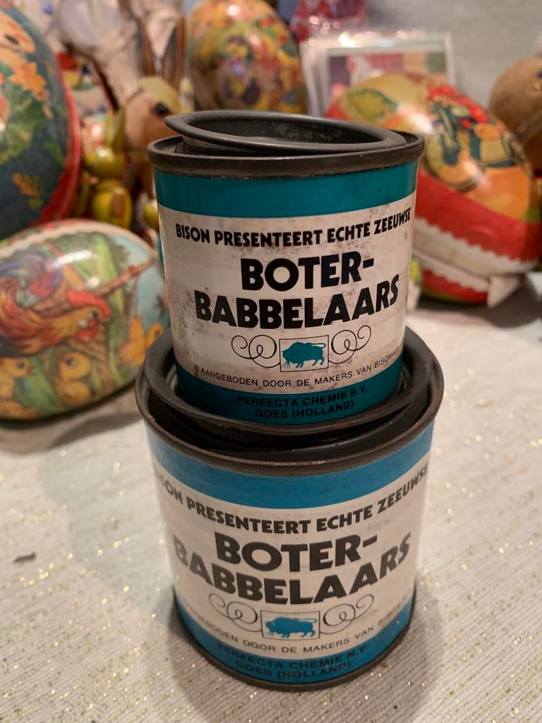 Bison zeeuwse Boterbabbelaars Blikken, Antiek en Kunst, Ophalen of Verzenden