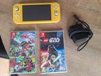 Nintendo switch lite geel krasvrij met 2 games en lader, Ophalen of Verzenden, Zo goed als nieuw, Harkema, S