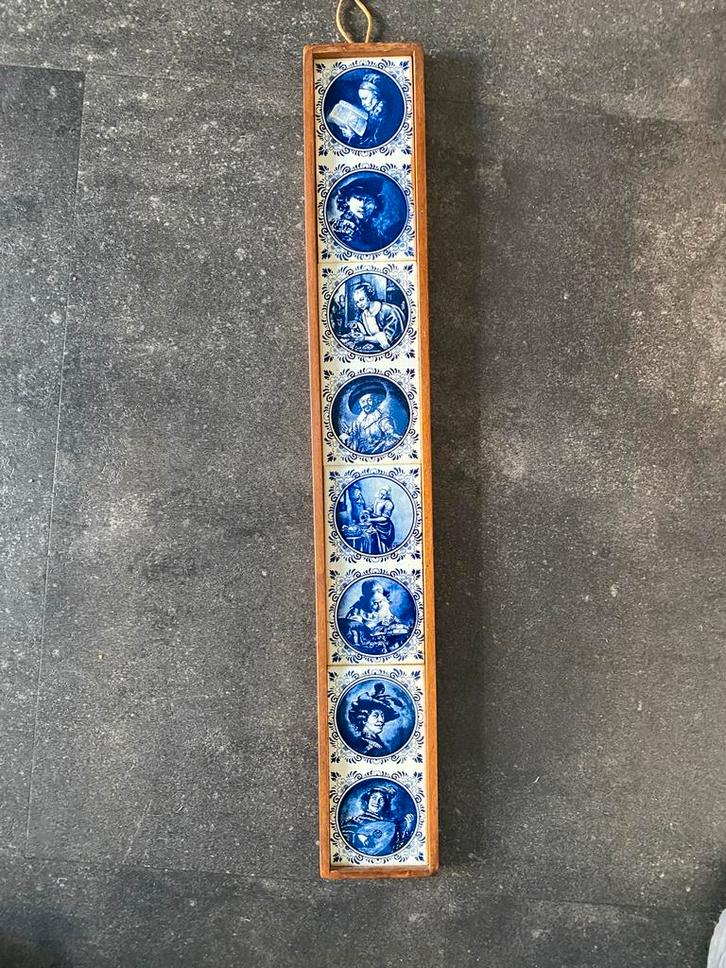 Delfs Blauw Tegeltjes in Vintage Lijst, Antiek en Kunst, Antiek | Wandborden en Tegels, Ophalen of Verzenden