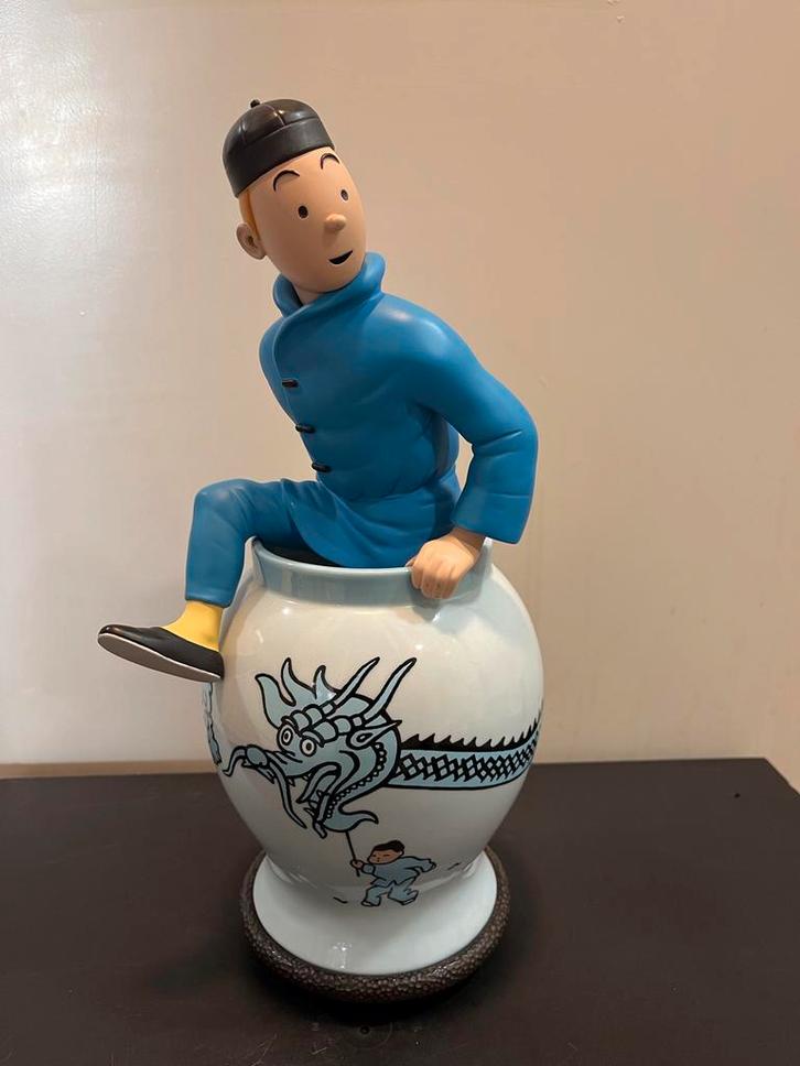 Kuifje Beeld - De Blauwe Lotus Moulinsart Herge Tin-Tin, Verzamelen, Stripfiguren, Ophalen