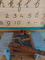 Lotje van 8 x oude school items antiek lesmateriaal, Ophalen of Verzenden
