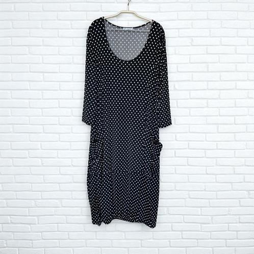 Magna Jurk Maat 48/50 Zwart Wit Polkadots Maxi, Kleding | Dames, Jurken, Zo goed als nieuw, Maat 46/48 (XL) of groter, Zwart, Onder de knie