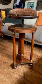 Art Deco piano kruk hout messing pianokruk verstelbaar., Ophalen