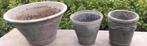 Oude stenen bloempotten brocante grijs, Tuin en Terras, Steen, Rond, Zo goed als nieuw, Minder dan 40 cm