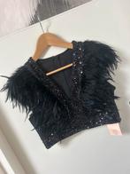 Zwarte Glitter Veren Top - Maat L - Nieuw!, Zwart, Maat 42/44 (L), Nieuw, Ophalen of Verzenden