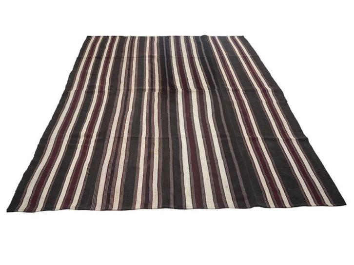 XL kelim vloerkleed bruin/beige/bordeaux gestreept, Huis en Inrichting, Stoffering | Tapijten en Kleden, Zo goed als nieuw, 200 cm of meer