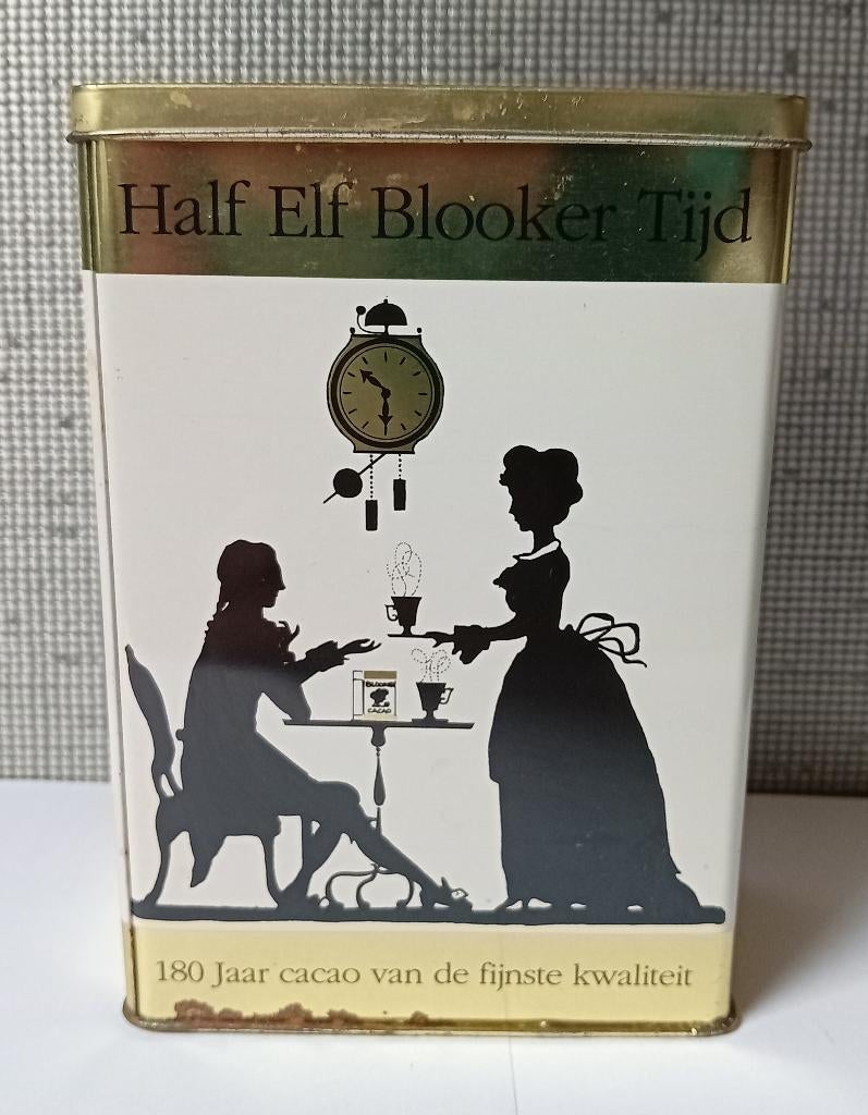 blooker cacao blik met nostalgische afbeeldingen, Verzamelen, Blikken, Ophalen of Verzenden, Gebruikt, Overige
