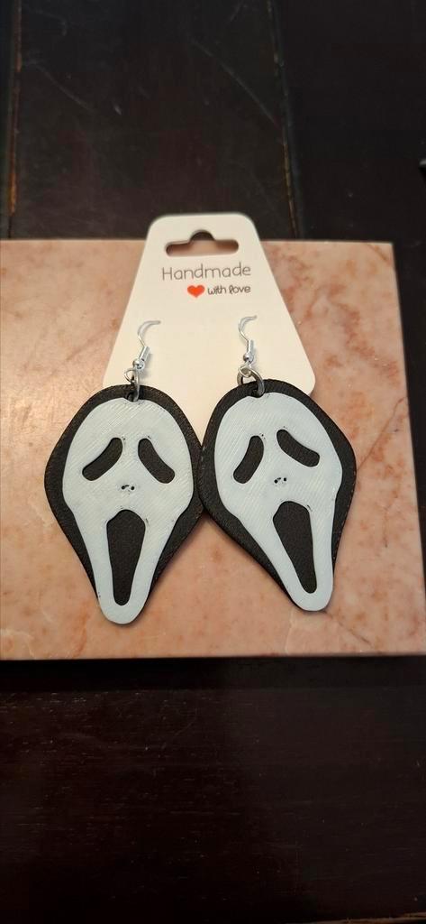 Op scream gebaseerde fanart oorbellen Halloween nieuw., Sieraden, Tassen en Uiterlijk, Oorbellen, Nieuw, Overige materialen, Ophalen of Verzenden