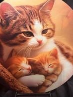 Houten Wandbord Moeder Kat met Kittens, Ophalen of Verzenden, Nieuw