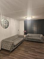 Sofa bank velvet grijs, chroom zilver, Richmond Eric Kuster, 250 tot 300 cm, Ophalen of Verzenden, Zo goed als nieuw, Stof