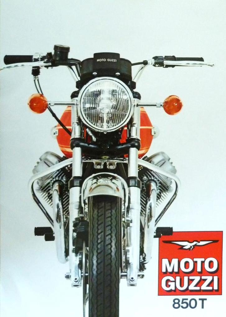 Folder MOTO GUZZI 850 T 1973, Motoren, Handleidingen en Instructieboekjes, Moto Guzzi, Ophalen of Verzenden