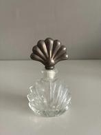 Vintage Ribbed Glass Perfume Bottle Silver Plated Stopper, Ophalen of Verzenden