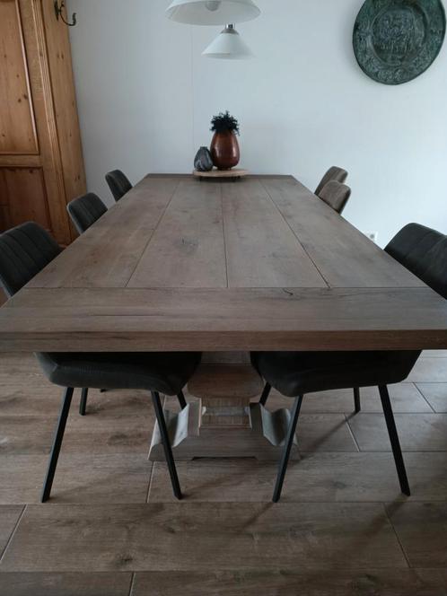 Klooster tafel grijs eiken 260 cm, Huis en Inrichting, Tafels | Eettafels, Zo goed als nieuw, Ophalen