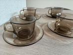 4 glazen kopjes met schotel, arcoroc france, Ophalen of Verzenden, Zo goed als nieuw, Overige typen