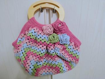 Nieuwe gehaakte Big Granny square tas + portemonnee beschikbaar voor biedingen