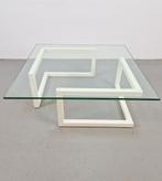 Modern lourens fisher minnimalist duo salontafel glas wit, Ophalen, Gebruikt, 100 tot 150 cm, Vierkant