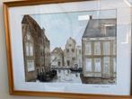 Aquarel Meppel kerkplein gesigneerd IWV 98., Ophalen of Verzenden
