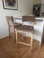 Houten barkrukken set van 2, Huis en Inrichting, Barkrukken, Ophalen, Met voetsteun, 60 tot 90 cm, Zo goed als nieuw