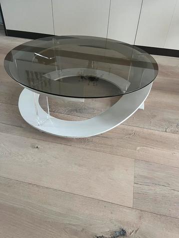 Pastoe Salon koffietafel rond Vintage jaren 70 hout glas beschikbaar voor biedingen