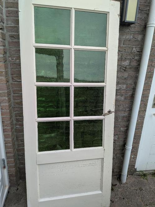 deuren, Doe-het-zelf en Verbouw, Deuren en Horren, Gebruikt, Binnendeur, 200 tot 215 cm, 80 tot 100 cm, Glas, Hout, Ophalen