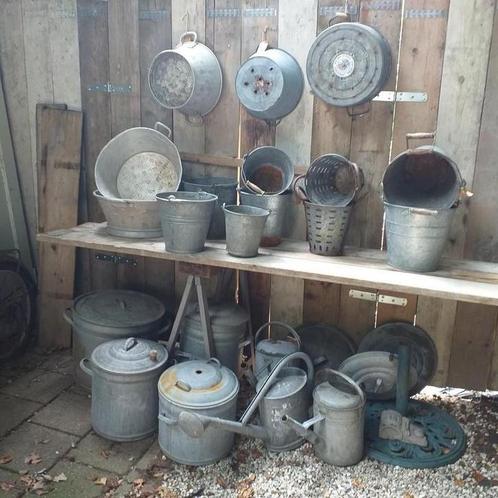 Zinken gieter , vuilnisemmer, teil, emmer , vanaf 5,- per st, Antiek en Kunst, Curiosa en Brocante, Ophalen