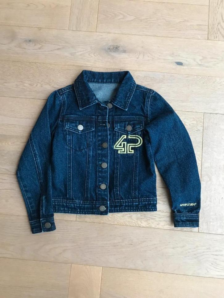 Stoer blauw spijkerjasje tropical vibes maat 128 4president, Kinderen en Baby's, Kinderkleding | Maat 128, Nieuw, Meisje, Jas