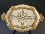 Vintage Florentijns dienblad, goud en crème, Ophalen of Verzenden, Gebruikt, Rechthoekig, Kunststof