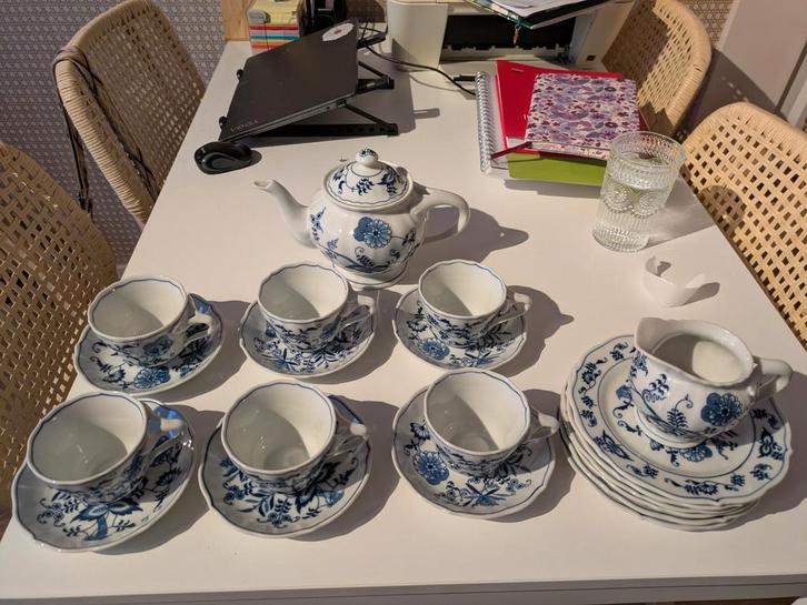 6 delig blue Danube thee servies, Antiek en Kunst, Antiek | Keramiek en Aardewerk, Ophalen
