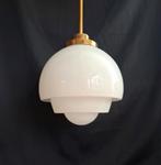 Mooie Vintage Art Deco Schoollamp, Huis en Inrichting, Lampen | Hanglampen, Ophalen of Verzenden, Zo goed als nieuw, Glas, Minder dan 50 cm