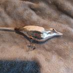B885 oude kerstbal vogel zilver op knijper met staart 14 cm, Ophalen of Verzenden, Gebruikt