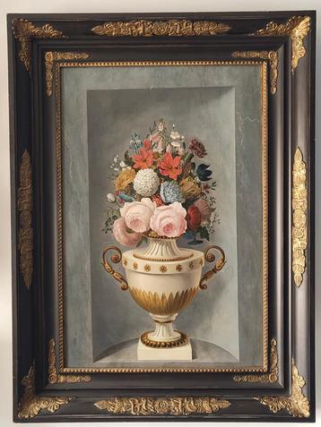Antiek schilderij: Empire bloemstilleven in lijst (bloemen) beschikbaar voor biedingen